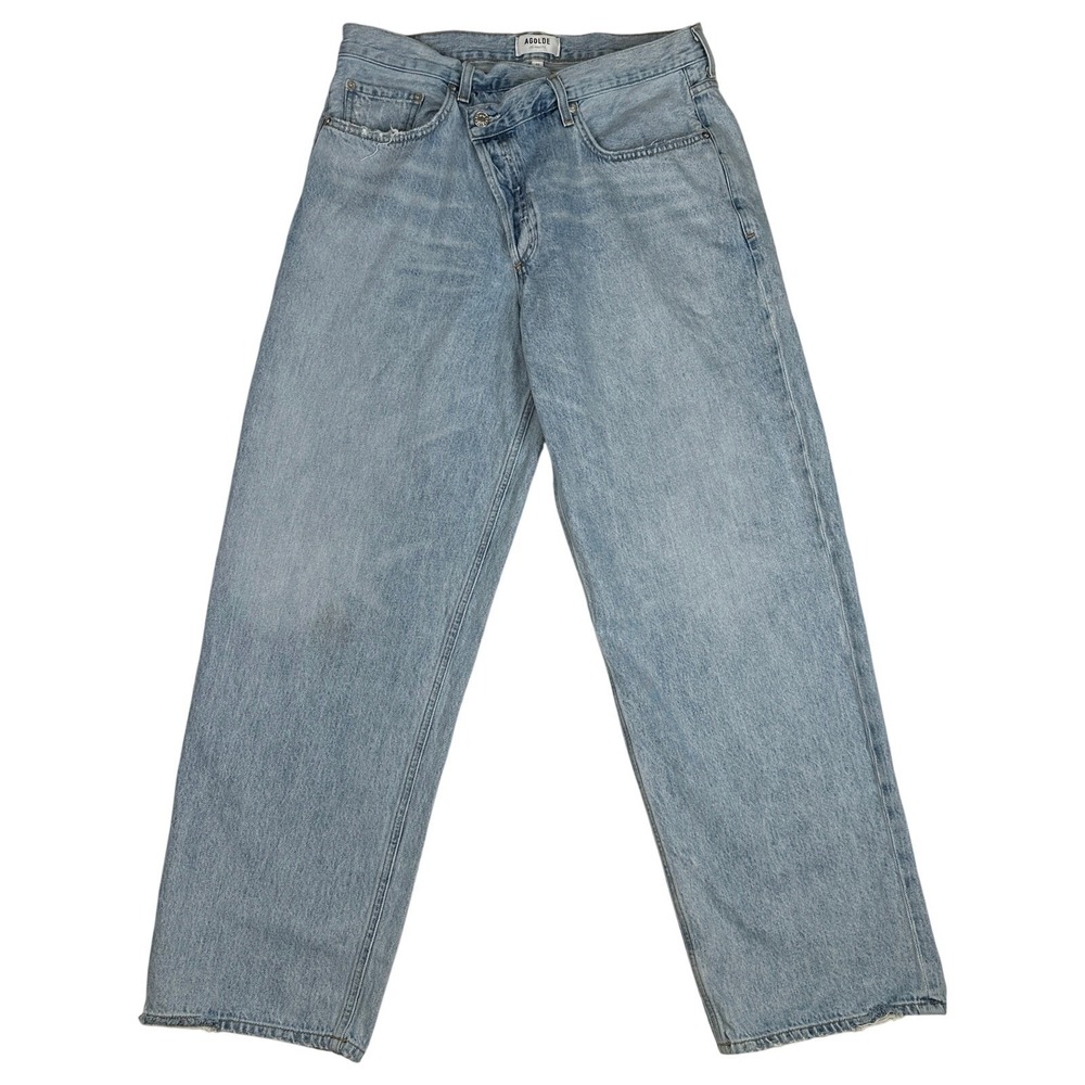 AGOLDE Asymmetrical Zip Straight Leg Raw Hem Jeans Women's Size 32